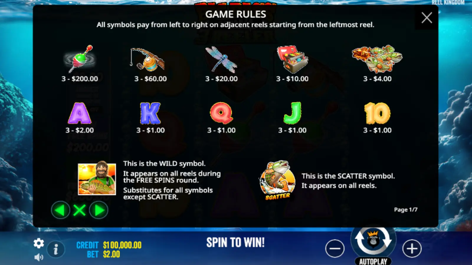 Big Bass Bonanza 3 Reeler Slot Symbols and Paytable