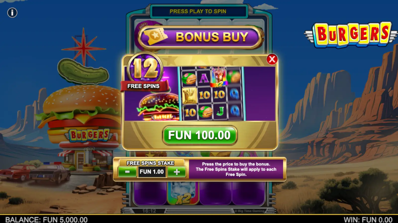 Burgers Slot Feature Buy