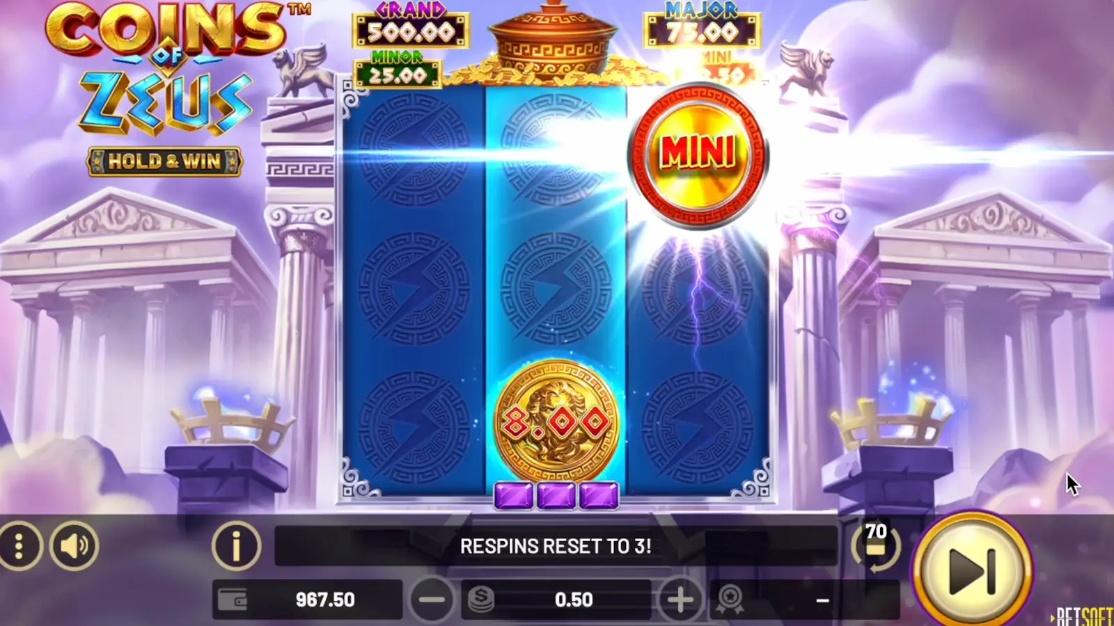 Coins of Zeus: Hold & Win Slot Hold & Win Feature