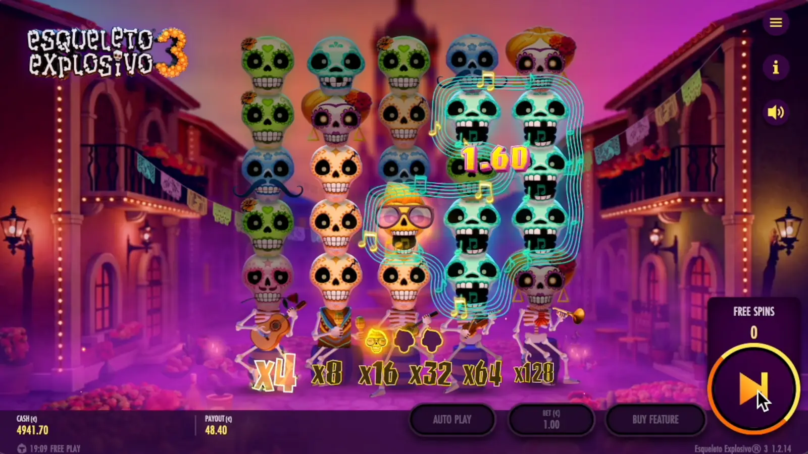 Esqueleto Explosivo 3 Slot Free Spins Bonus Game