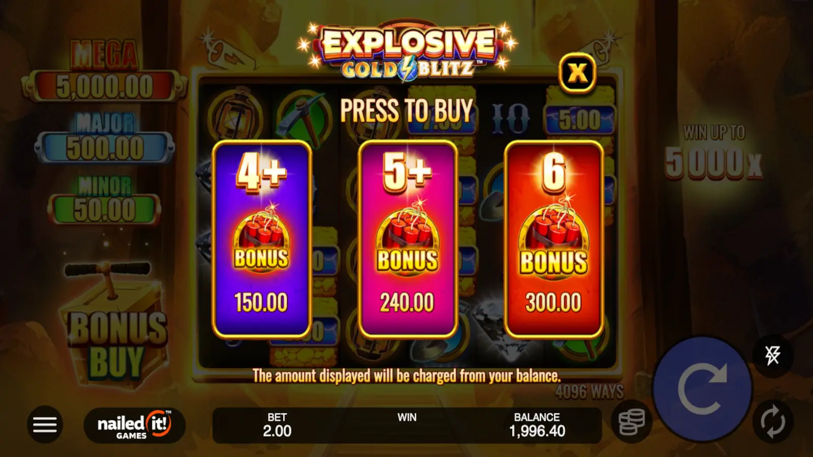 Explosive Gold Blitz Slot Feature Buy