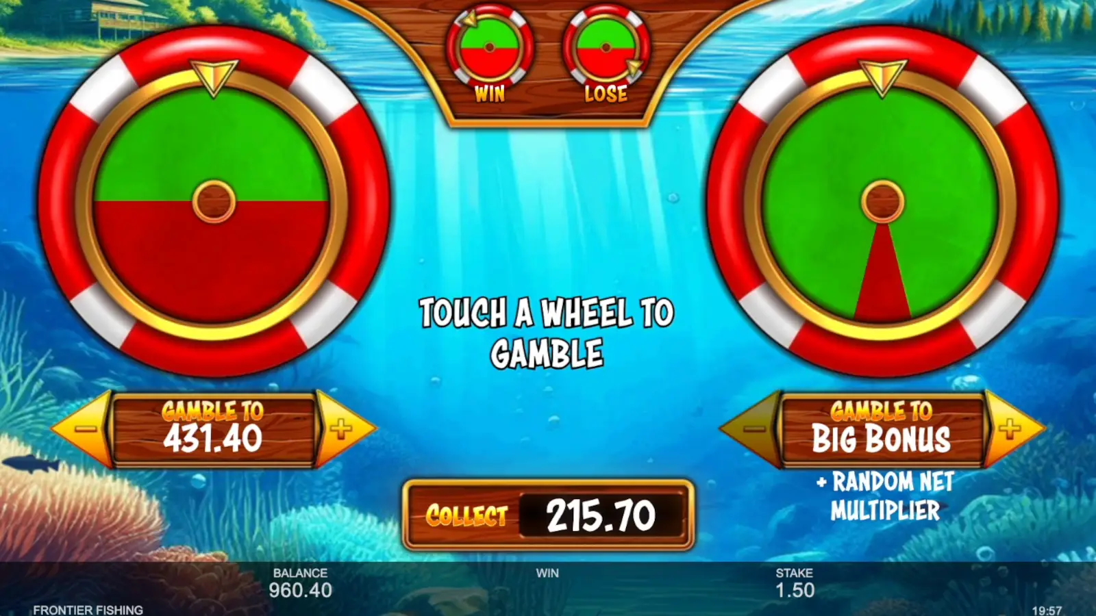 Frontier Fishing Slot Gamble Feature