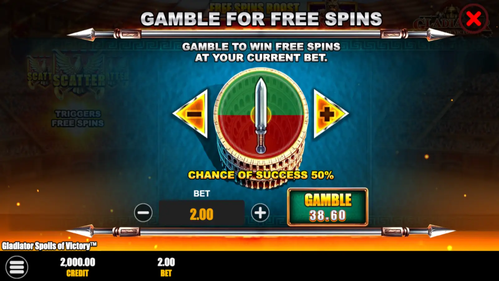 Gladiator Spoils of Victory Slot Gamble Feature