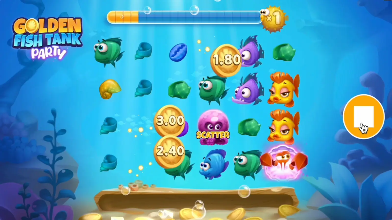 Golden Fish Tank Party Slot Cash and Collect Symbols