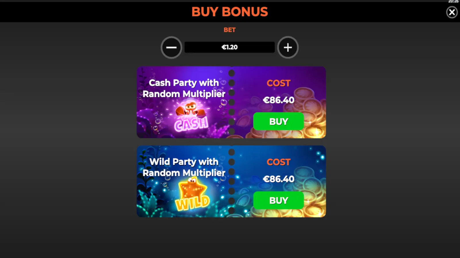 Golden Fish Tank Party Slot Feature Buy