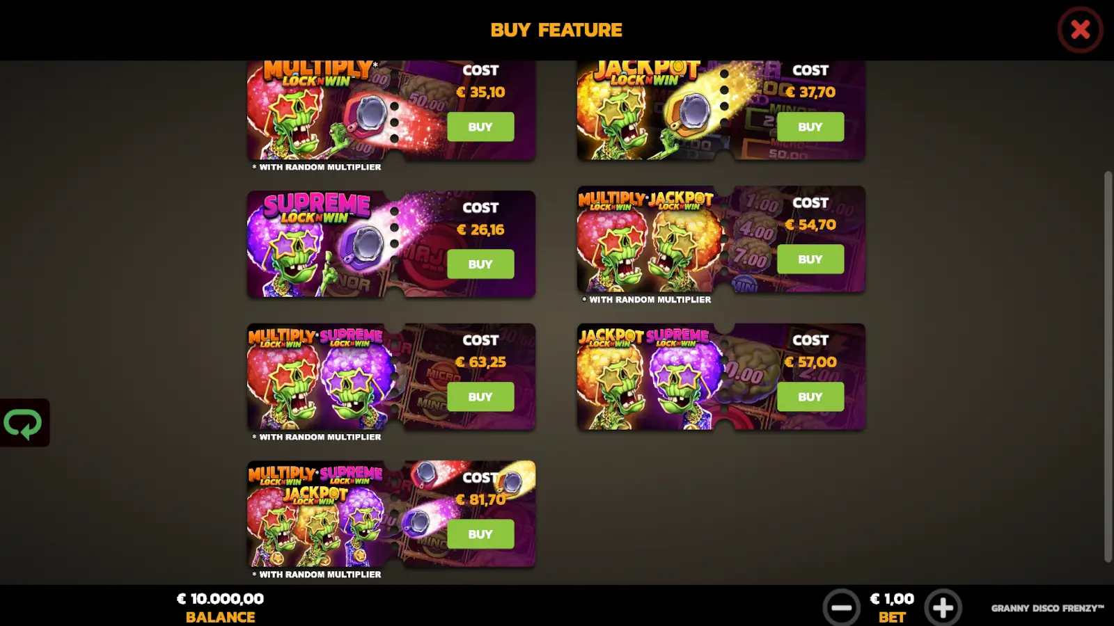 Granny Disco Frenzy Slot Feature Buy