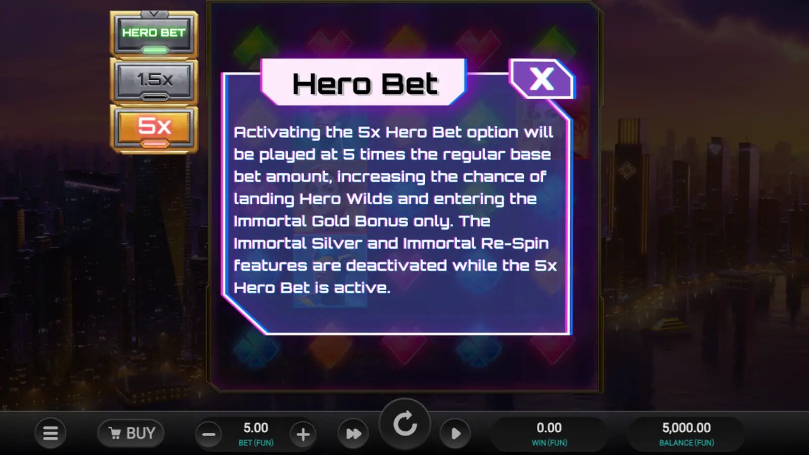 Immortal 5 Slot Hero Bet