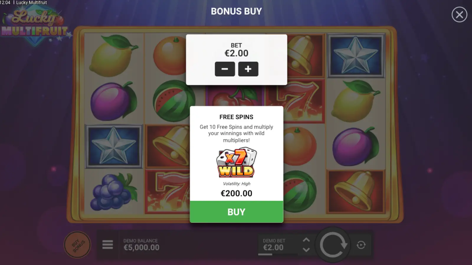 Lucky Multifruit Slot Bonus Buy Options