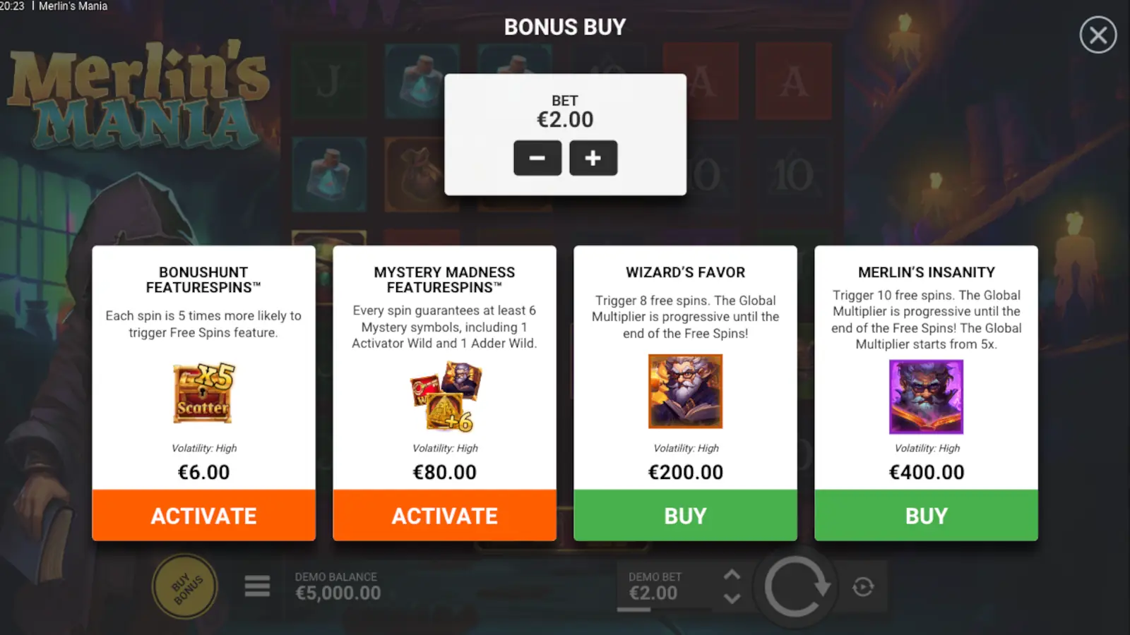 Merlin’s Mania Slot Bonus Buys