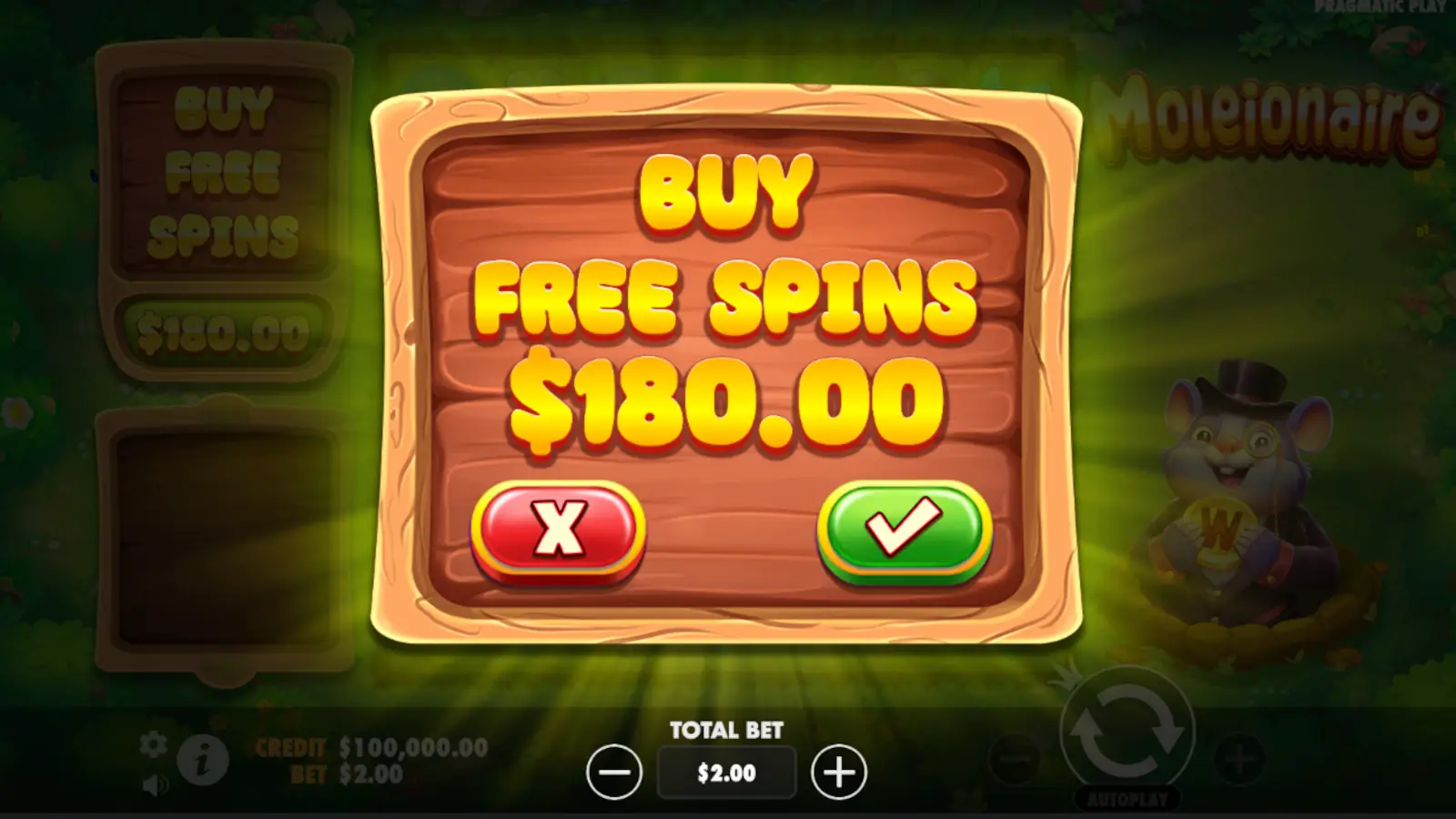 Moleionaire Slot Bonus Buy Option