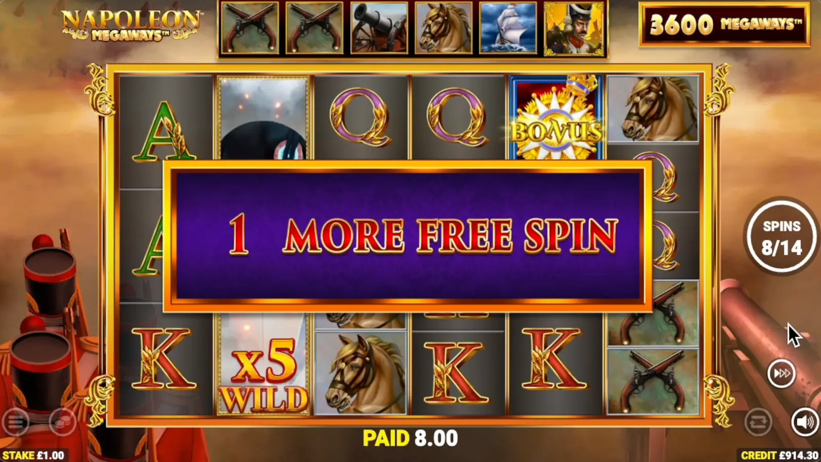 Napoleon Megaways Slot Free Spins