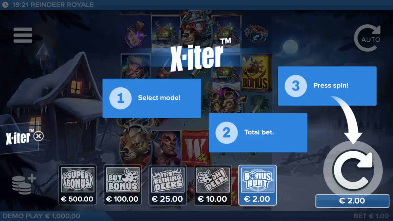 Reindeer Royale Slot X-iter Bonus Buy Options