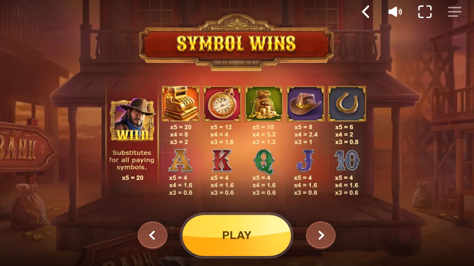 The Good The Bad and The Rich Slot Symbols and Paytable